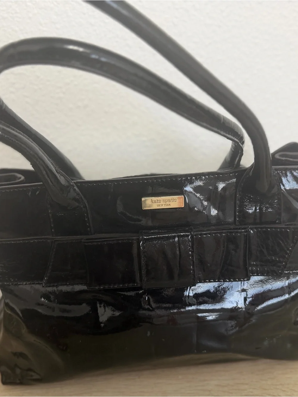 kate spade Black Patent Leather Bow-Accent Tote